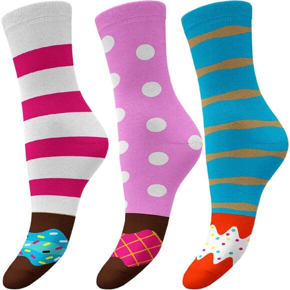 ⭐ 1SOCK2SOCK Women's Donut Crew Socks Fun Cotton Gift Box Multipack (3/6 Pairs) - Picture 3 of 9